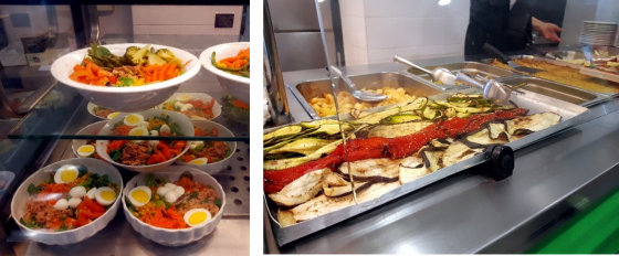 Esempi di piatti vegetariani proposti dalla mensa del Campus universitario di Savona